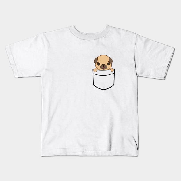 Pocket Puppy Pug T-Shirt Kids T-Shirt by happinessinatee